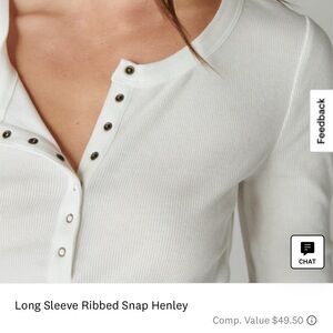 Lucky Brand White Ribbed Snap Henley